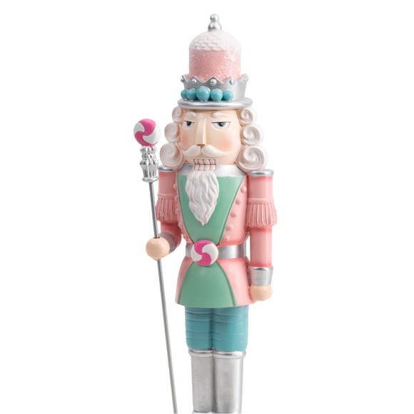 🛑READ🛑 NIB Peppermint Square 18 inch Pink/Aqua Pastel Resin Nutcracker - Picture 5 of 9